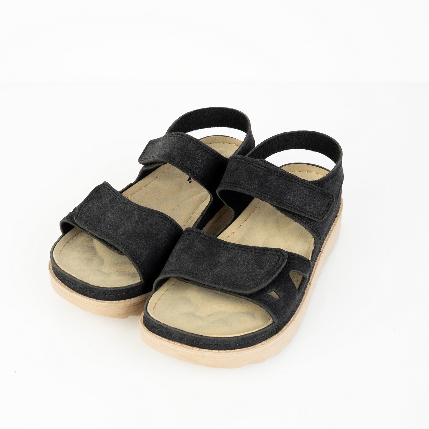 صندل حريمي شمواه تركي مستورد لون أسود بفرش طبي ونعل بلوتان طبي بارتفاع 3 سم